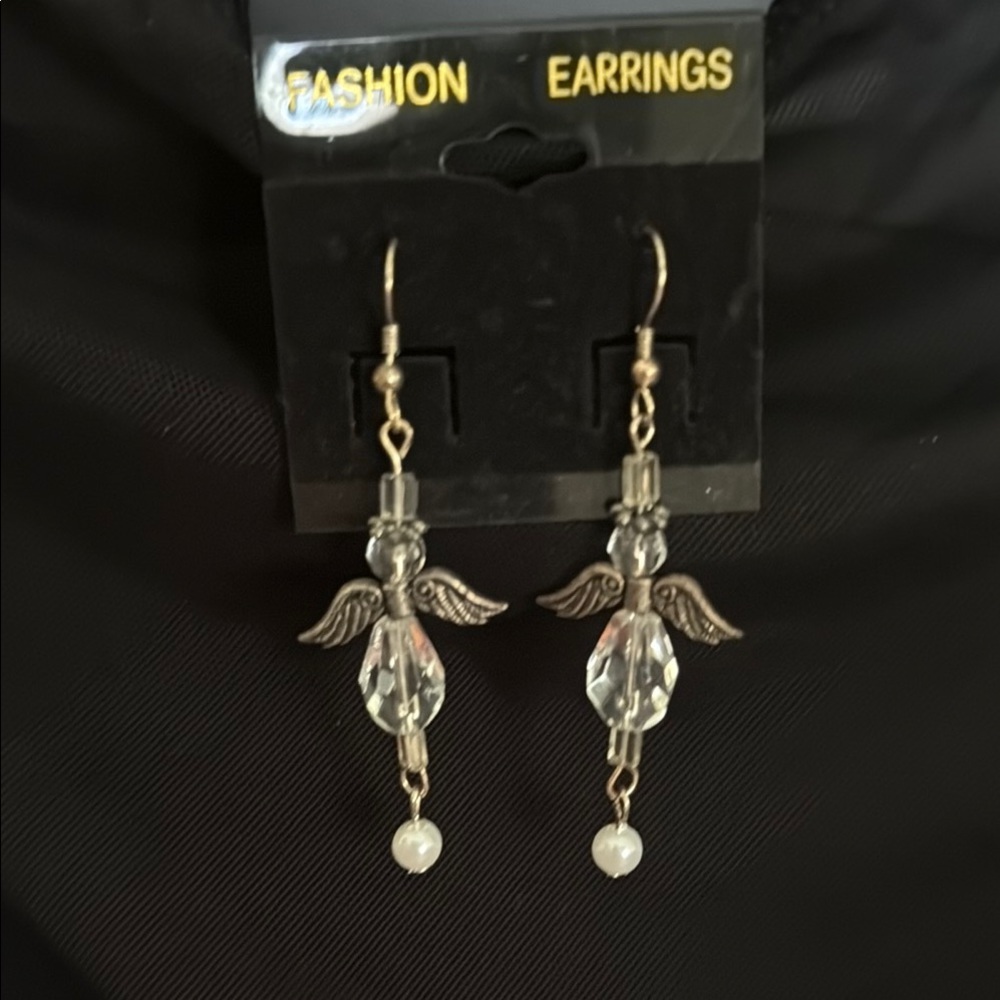Elegant Gold and Silver Angel Wing Earrings